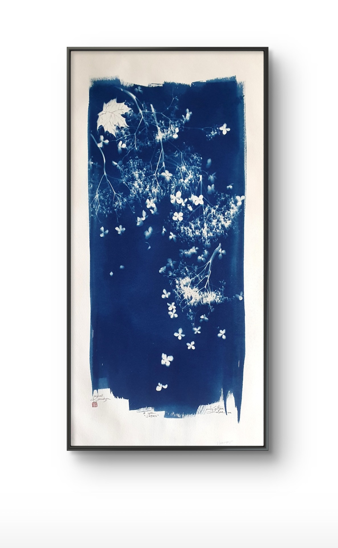Kyanotypie z cyklu JAPAN - způsob adjustace na rám v celkové ceně 4.700Kč - možno objednat